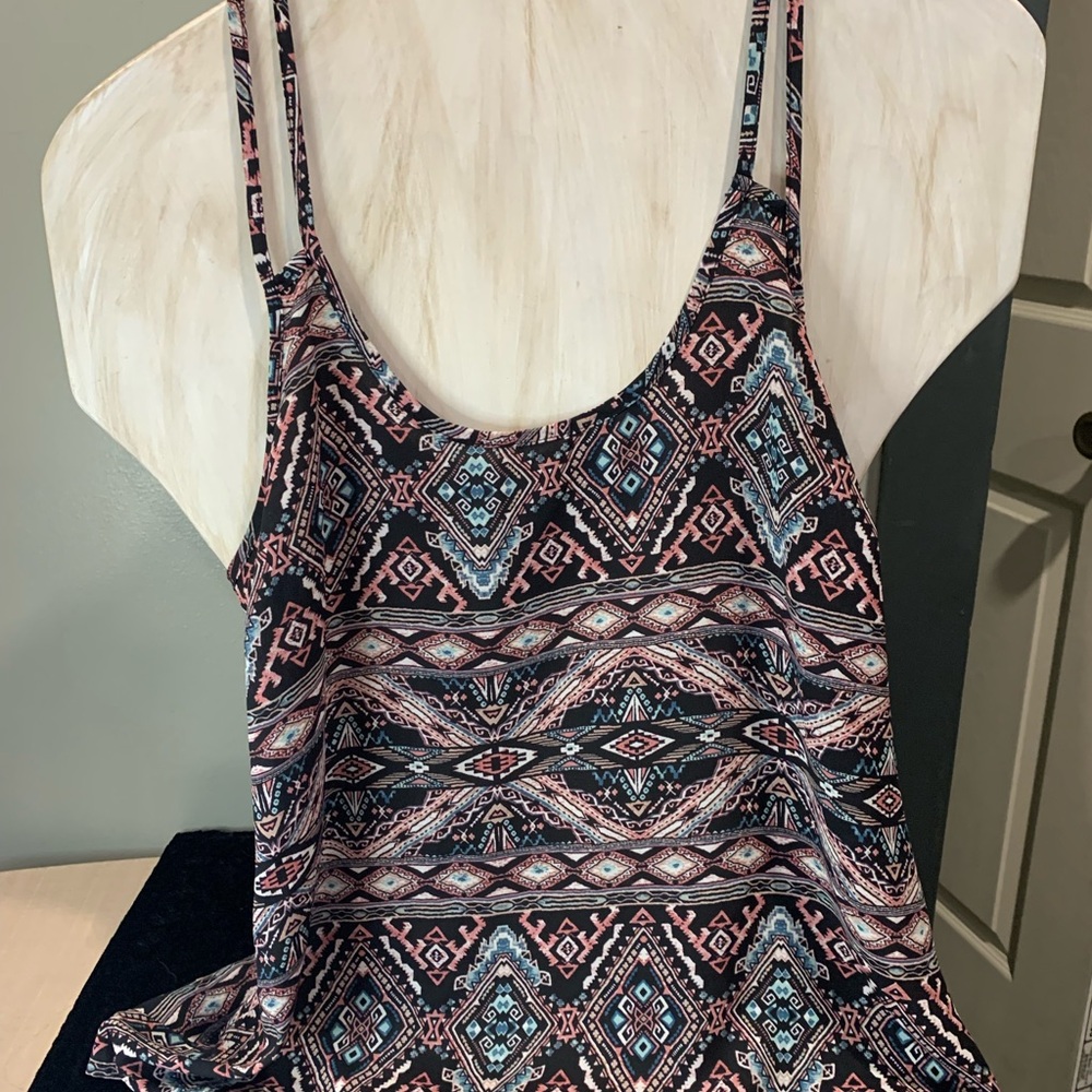 Rue21 Black and Pink Sleeveless Camisole with Peplum